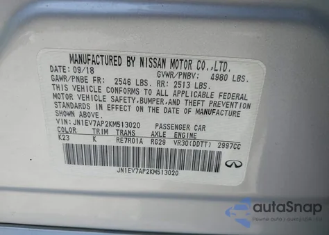 2019 Infiniti Q50 3.0T Luxe из США, поврежденный, VIN JN1EV7AP2KM513020